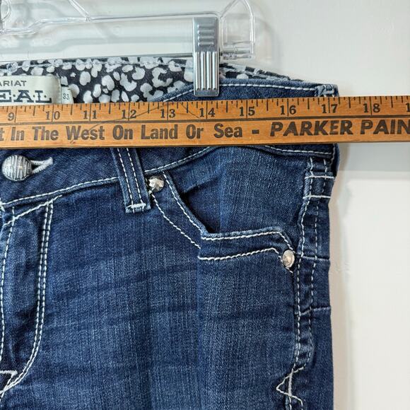 Ariat Women's REAL Low Rise Stretch Rosy Whipstitch Boot Cut Jean Lakeshore 33R - Picture 8 of 9